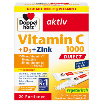 DOPPELHERZ Vitamin C 1000+D3+Zink DIRECT Pellets